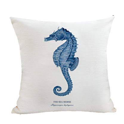 Cushion Cover Embroidered Ocean Design Cotton Linen Zipper