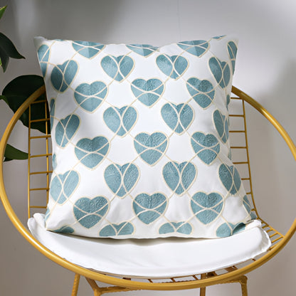 Cushion Cover Embroidered Ocean Design Cotton Linen Zipper