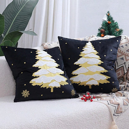 Cushion Cover Embroidered Tree Microfiber Machine Washable