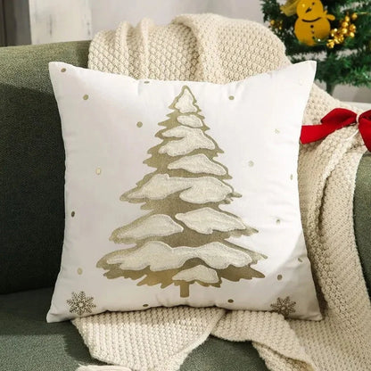 Cushion Cover Embroidered Tree Microfiber Machine Washable