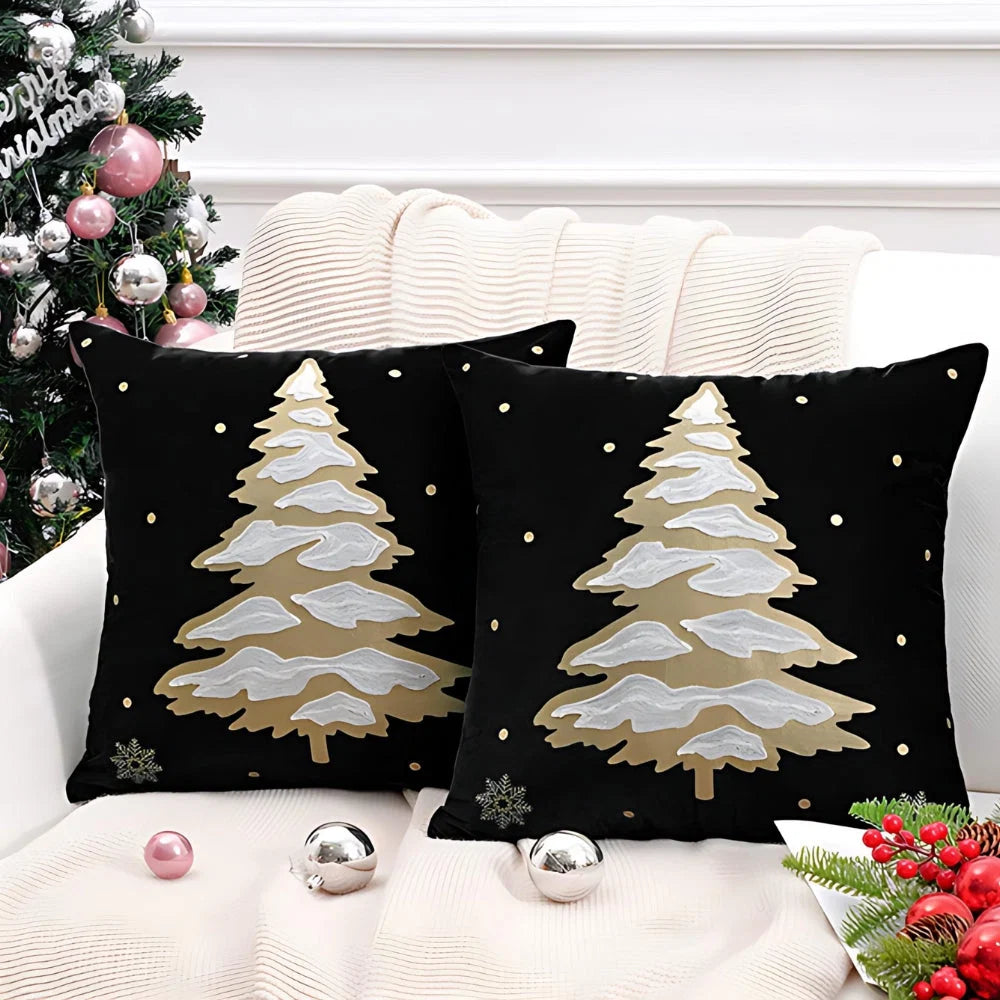 Cushion Cover Embroidered Tree Microfiber Machine Washable