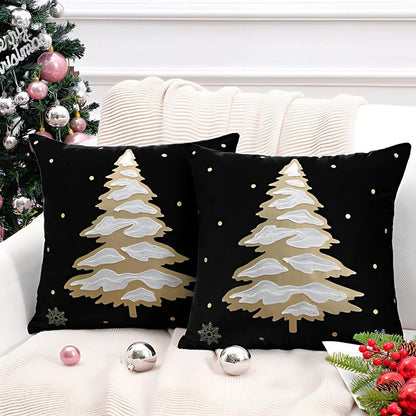 Cushion Cover Embroidered Tree Microfiber Machine Washable