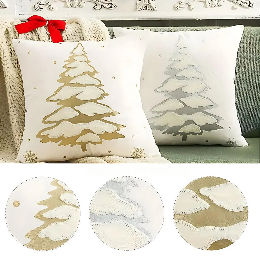 Cushion Cover Embroidered Tree Microfiber Machine Washable
