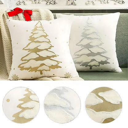 Cushion Cover Embroidered Tree Microfiber Machine Washable