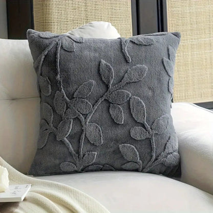 Cushion Cover Faux Fur Branch Pattern Concealed Zip