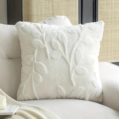 Cushion Cover Faux Fur Branch Pattern Concealed Zip