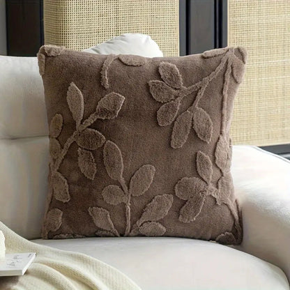 Cushion Cover Faux Fur Branch Pattern Concealed Zip