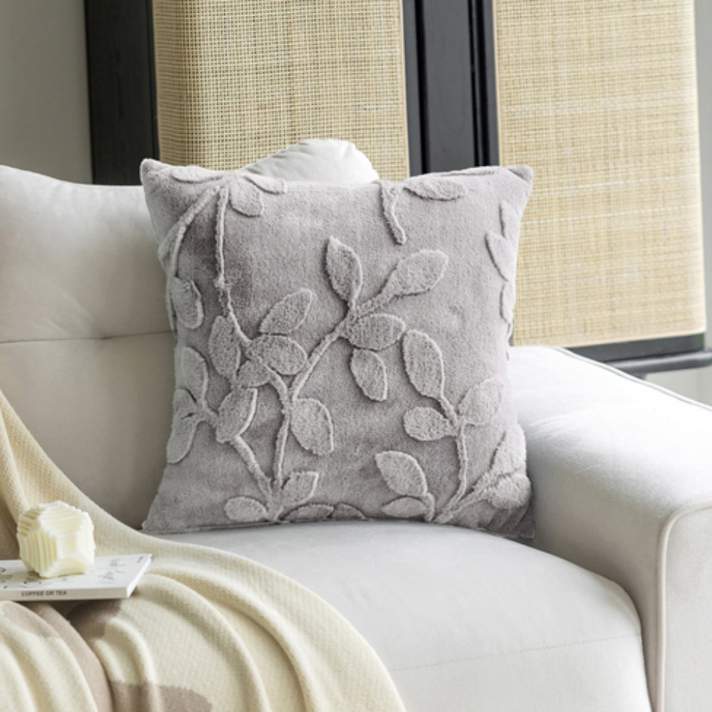 Cushion Cover Faux Fur Branch Pattern Concealed Zip