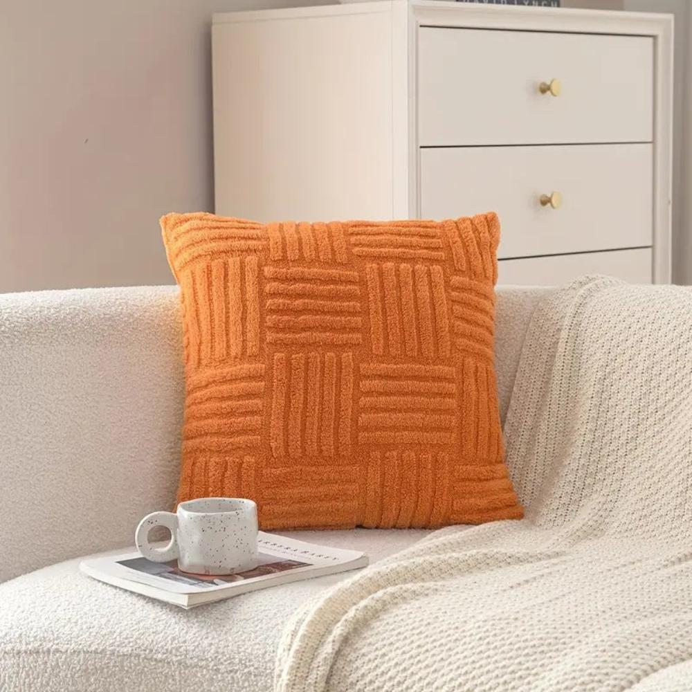 Cushion Cover Faux Fur Chunky Stripes & Velvet Back
