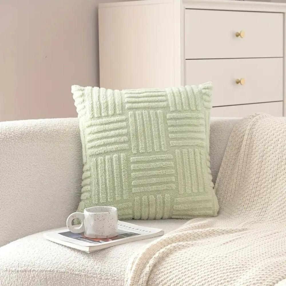 Cushion Cover Faux Fur Chunky Stripes & Velvet Back