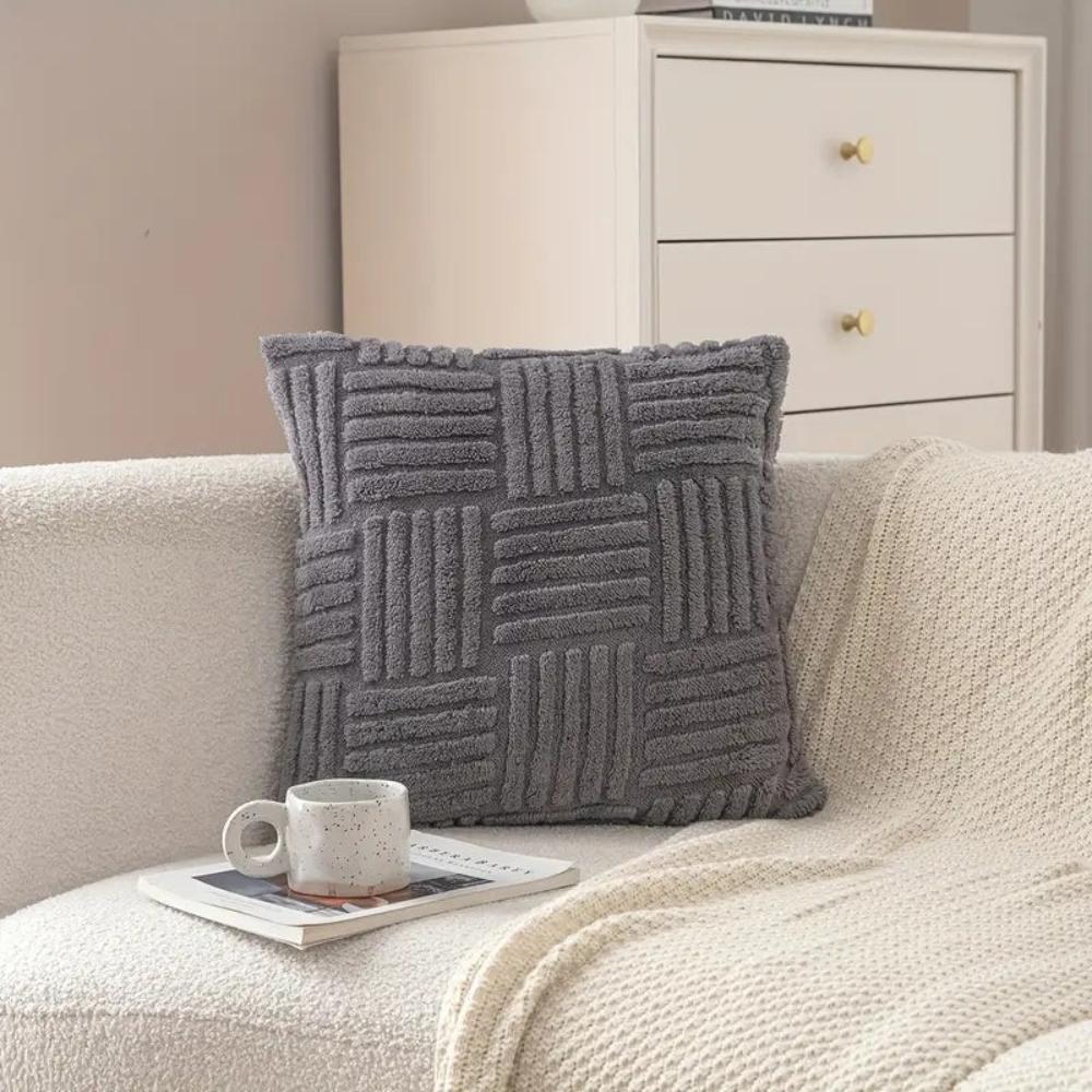 Cushion Cover Faux Fur Chunky Stripes & Velvet Back