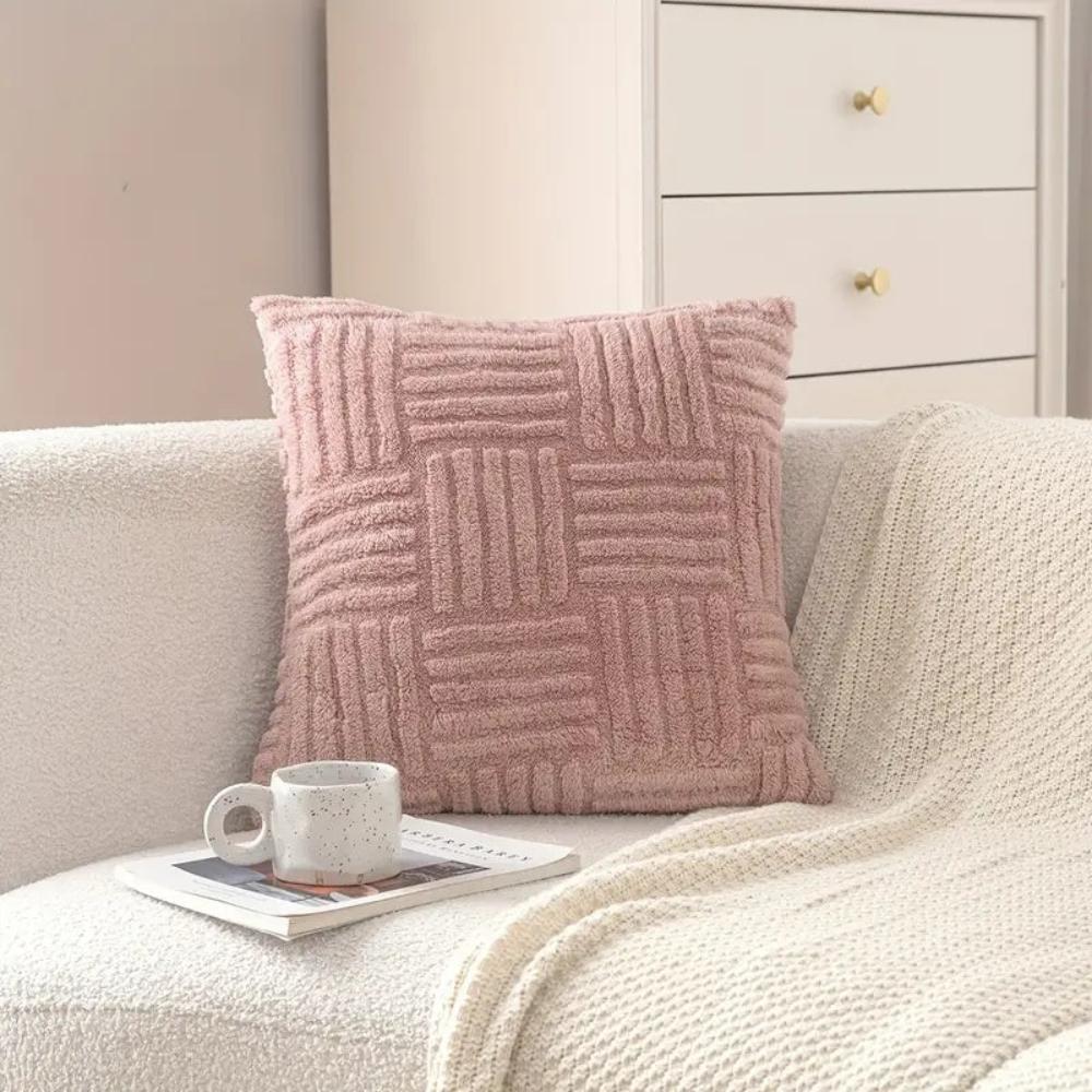 Cushion Cover Faux Fur Chunky Stripes & Velvet Back