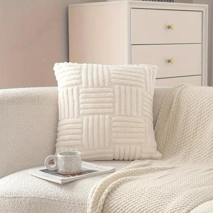Cushion Cover Faux Fur Chunky Stripes & Velvet Back