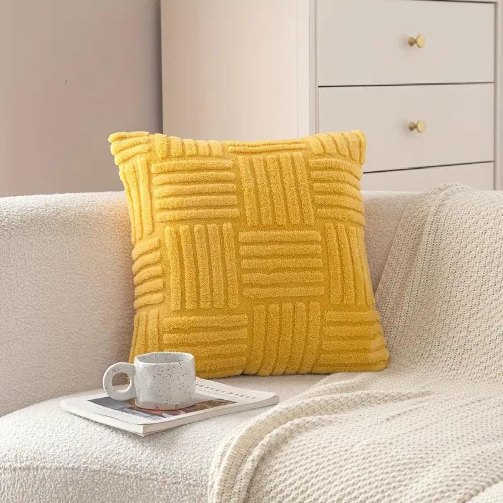 Cushion Cover Faux Fur Chunky Stripes & Velvet Back