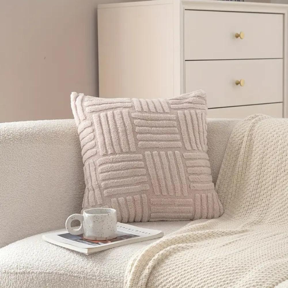 Cushion Cover Faux Fur Chunky Stripes & Velvet Back
