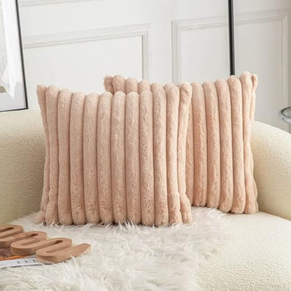 Cushion Cover Faux Fur Plush 18x18 Machine-Washable