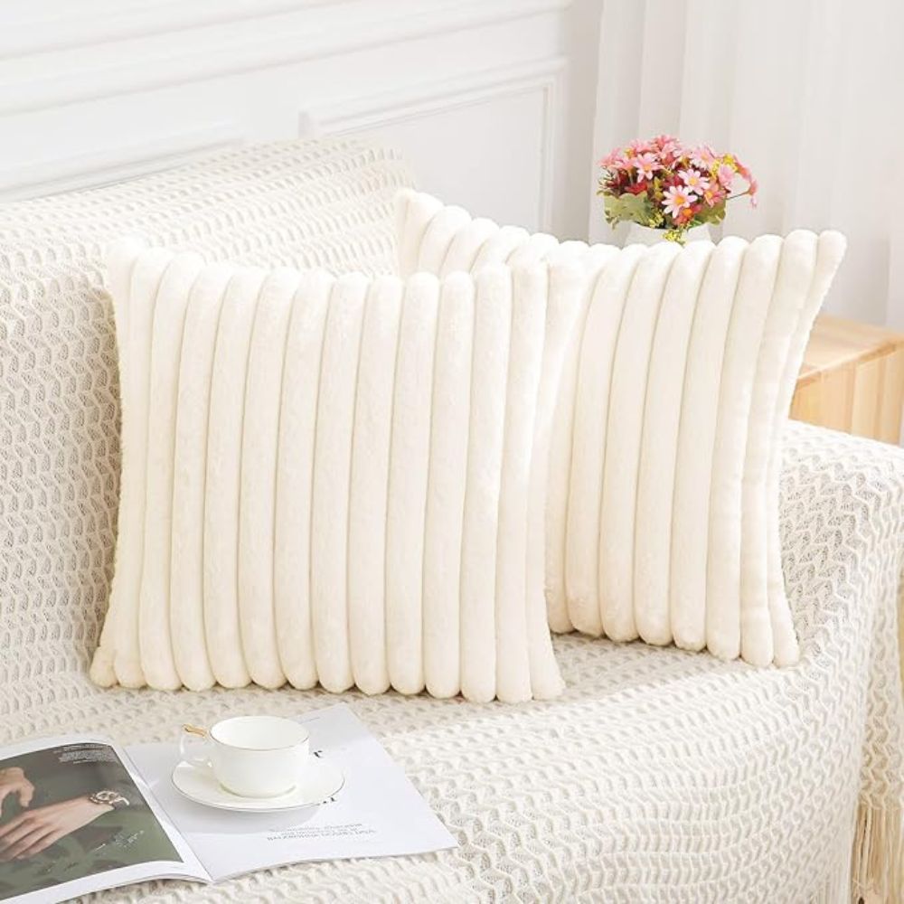 Cushion Cover Faux Fur Plush 18x18 Machine-Washable
