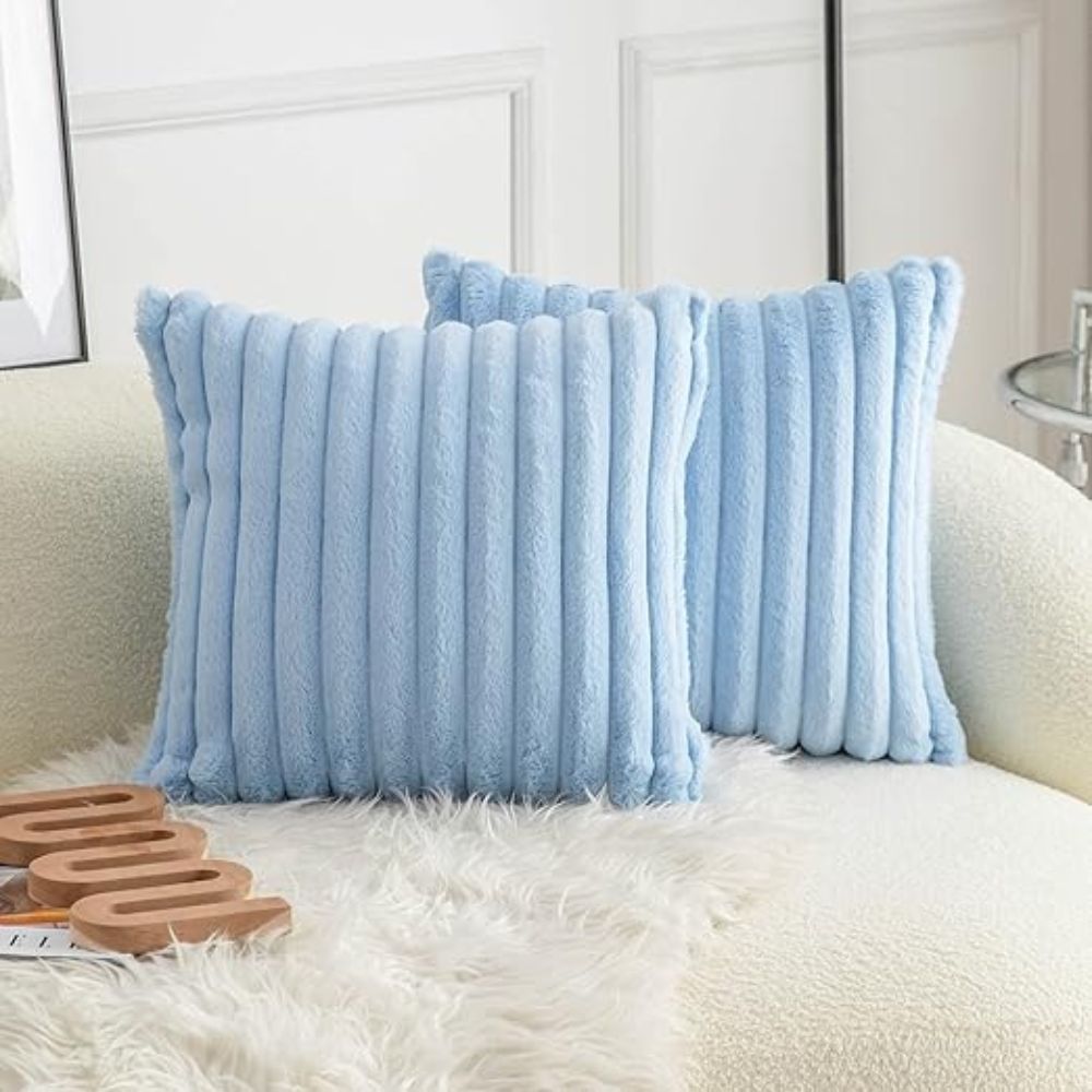 Cushion Cover Faux Fur Plush 18x18 Machine-Washable