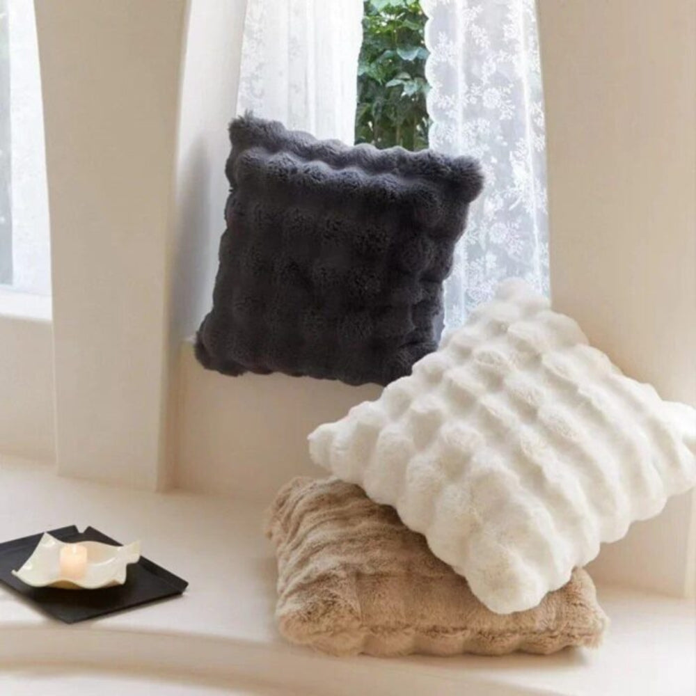 Cushion Cover Faux Rabbit Fur Cotton Blend 20x20