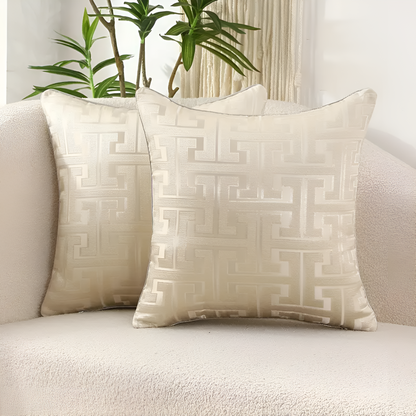 Cushion Cover Geometric Jacquard Chenille & Velvet Machine Washable
