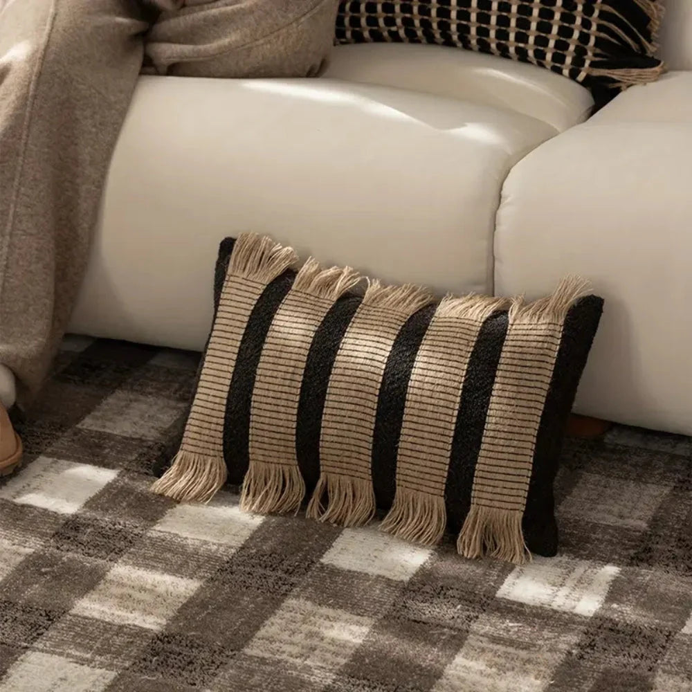 Cushion Cover Handwoven Bohemian Stripe Microfiber Concealed Zipper
