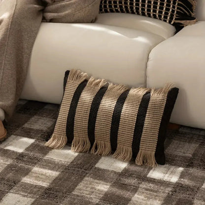 Cushion Cover Handwoven Bohemian Stripe Microfiber Concealed Zipper
