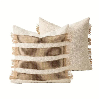 Cushion Cover Handwoven Bohemian Stripe Microfiber Concealed Zipper