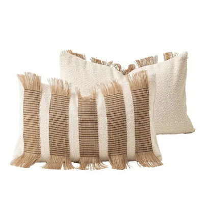 Cushion Cover Handwoven Bohemian Stripe Microfiber Concealed Zipper