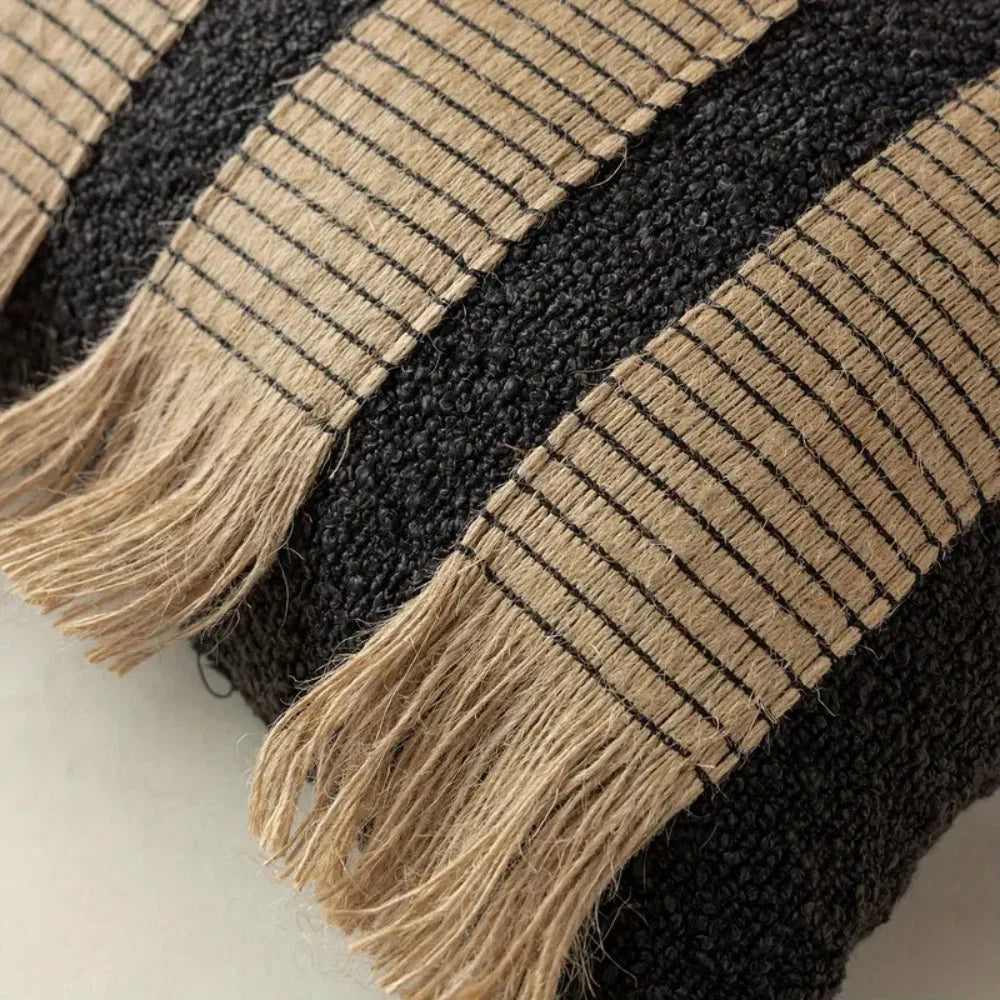 Cushion Cover Handwoven Bohemian Stripe Microfiber Concealed Zipper