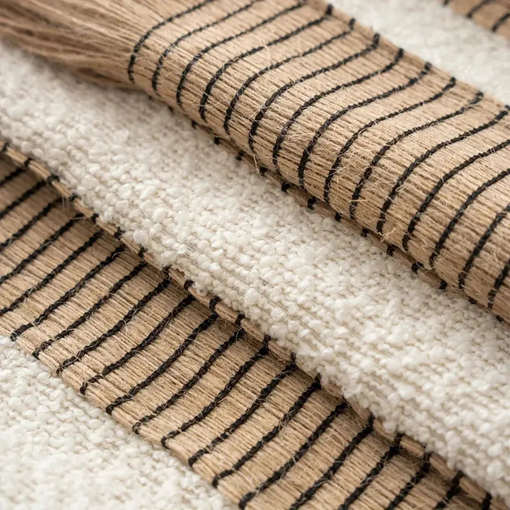 Cushion Cover Handwoven Bohemian Stripe Microfiber Concealed Zipper