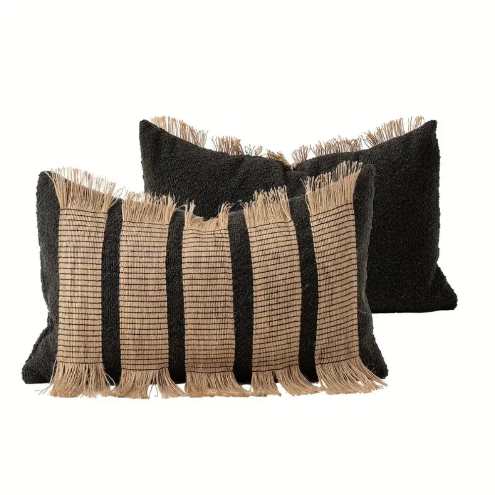 Cushion Cover Handwoven Bohemian Stripe Microfiber Concealed Zipper