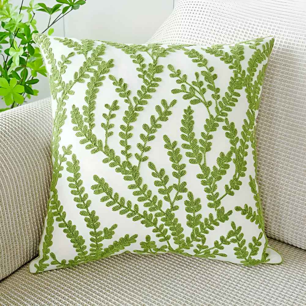 Cushion Cover Leaf Print Microfiber Blend Machine Washable