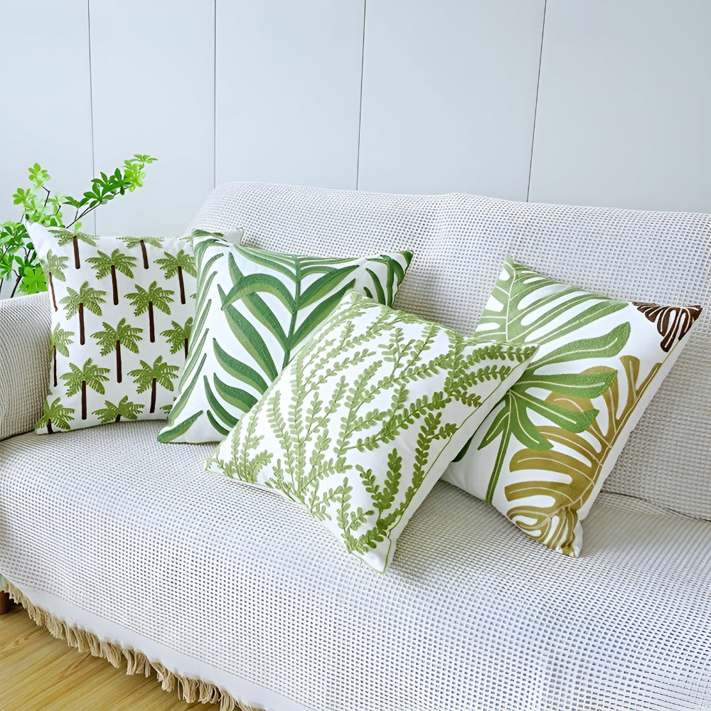Cushion Cover Leaf Print Microfiber Blend Machine Washable