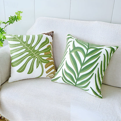 Cushion Cover Leaf Print Microfiber Blend Machine Washable