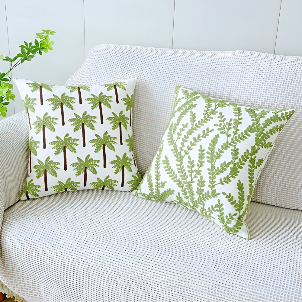 Cushion Cover Leaf Print Microfiber Blend Machine Washable