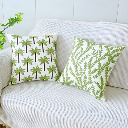 Cushion Cover Leaf Print Microfiber Blend Machine Washable