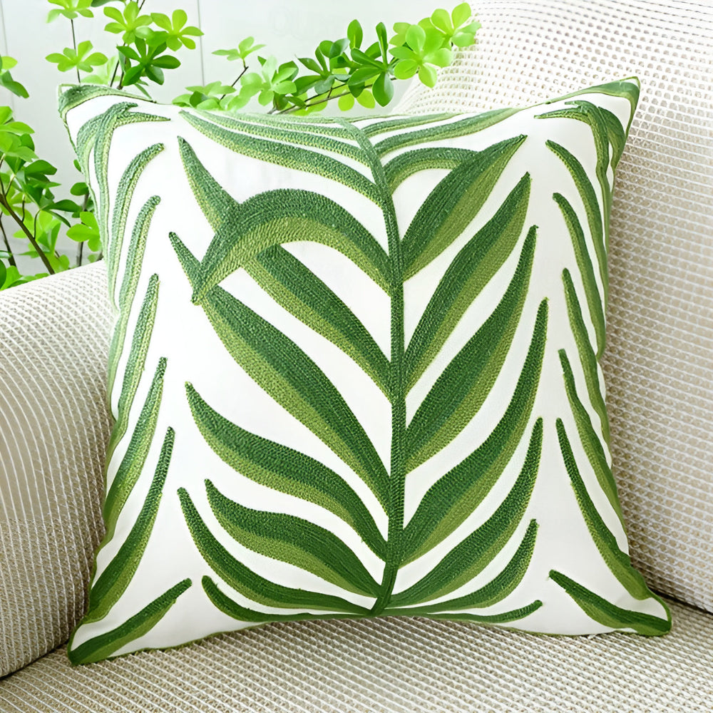 Cushion Cover Leaf Print Microfiber Blend Machine Washable
