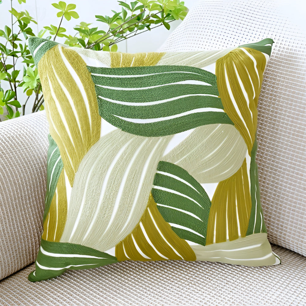 Cushion Cover Leaf Print Microfiber Blend Machine Washable