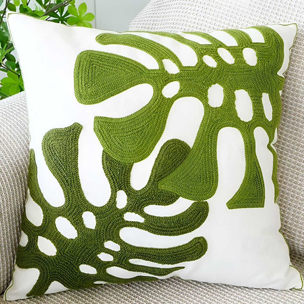 Cushion Cover Leaf Print Microfiber Blend Machine Washable