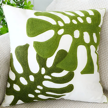 Cushion Cover Leaf Print Microfiber Blend Machine Washable