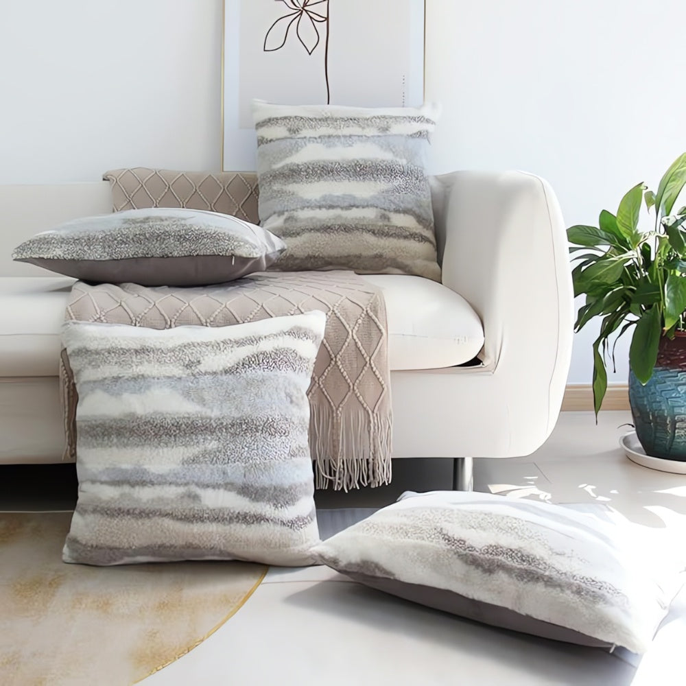 Cushion Cover Marble-Inspired Double-Sided Microfiber Zipper Closure