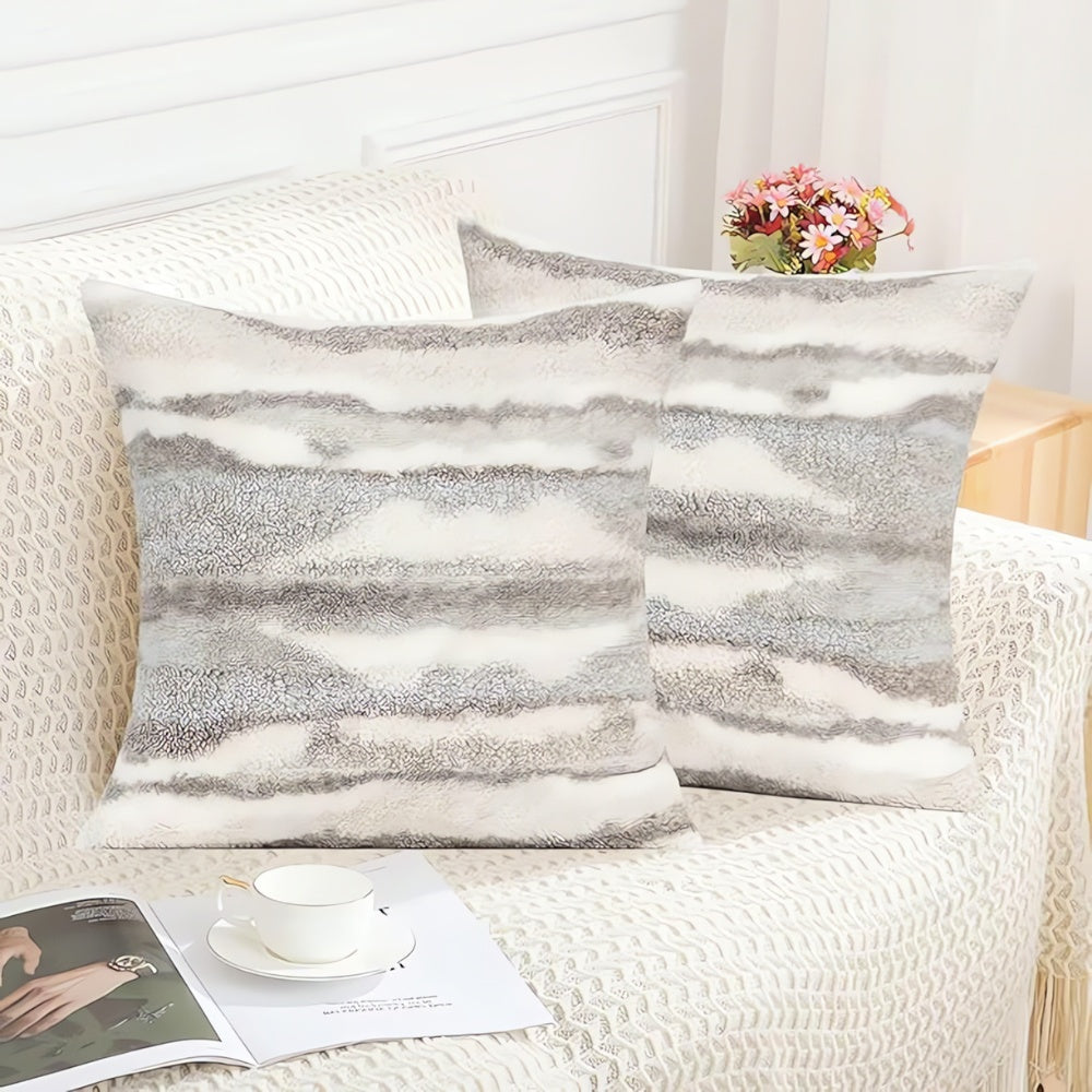 Cushion Cover Marble-Inspired Double-Sided Microfiber Zipper Closure