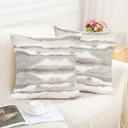 Cushion Cover Marble-Inspired Double-Sided Microfiber Zipper Closure