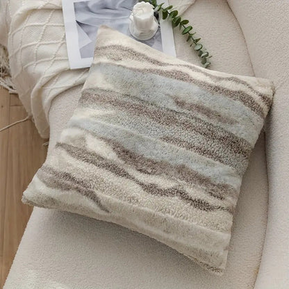 Cushion Cover Marble-Inspired Double-Sided Microfiber Zipper Closure