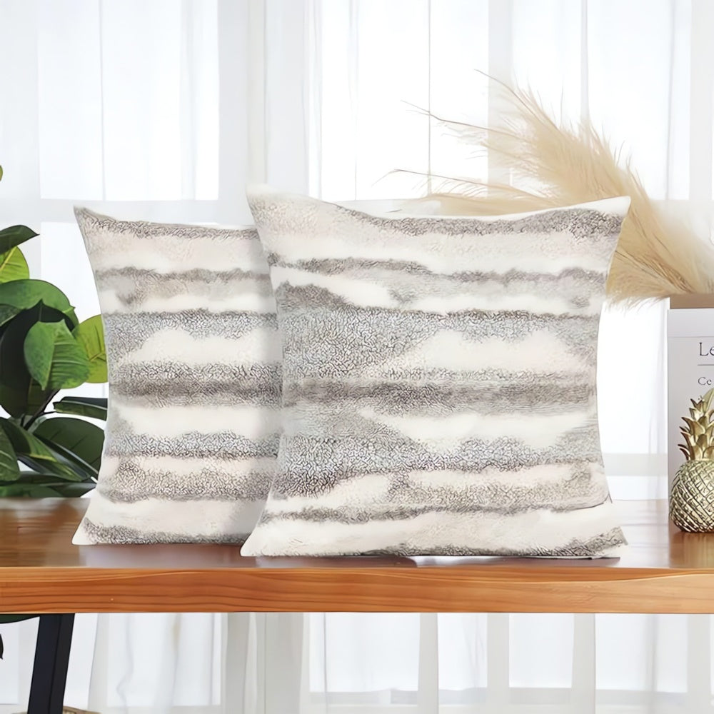 Cushion Cover Marble-Inspired Double-Sided Microfiber Zipper Closure