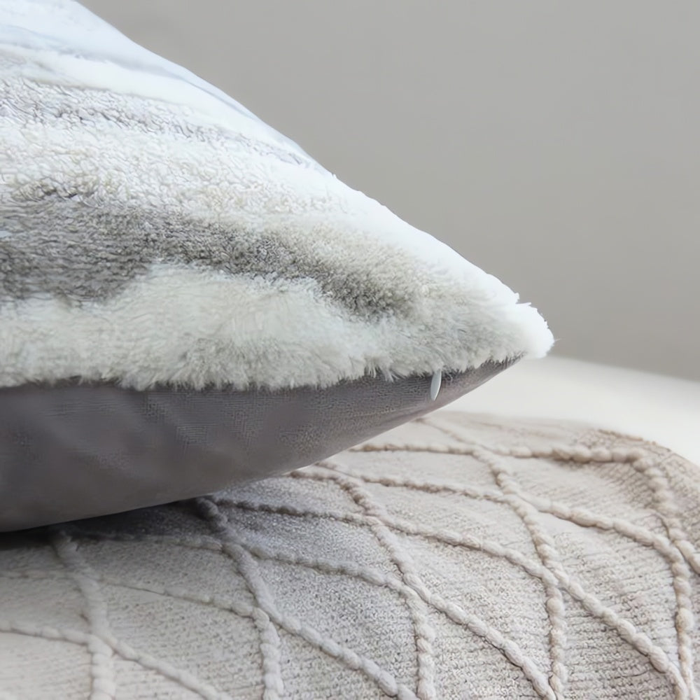 Cushion Cover Marble-Inspired Double-Sided Microfiber Zipper Closure