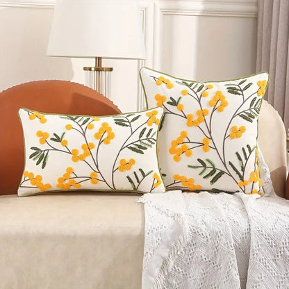 Cushion Cover Microfiber Blend Raised Embroidery Hidden Zipper