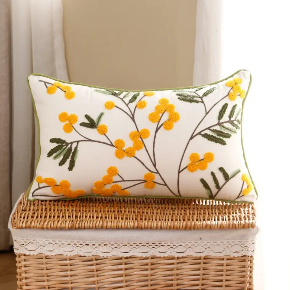 Cushion Cover Microfiber Blend Raised Embroidery Hidden Zipper