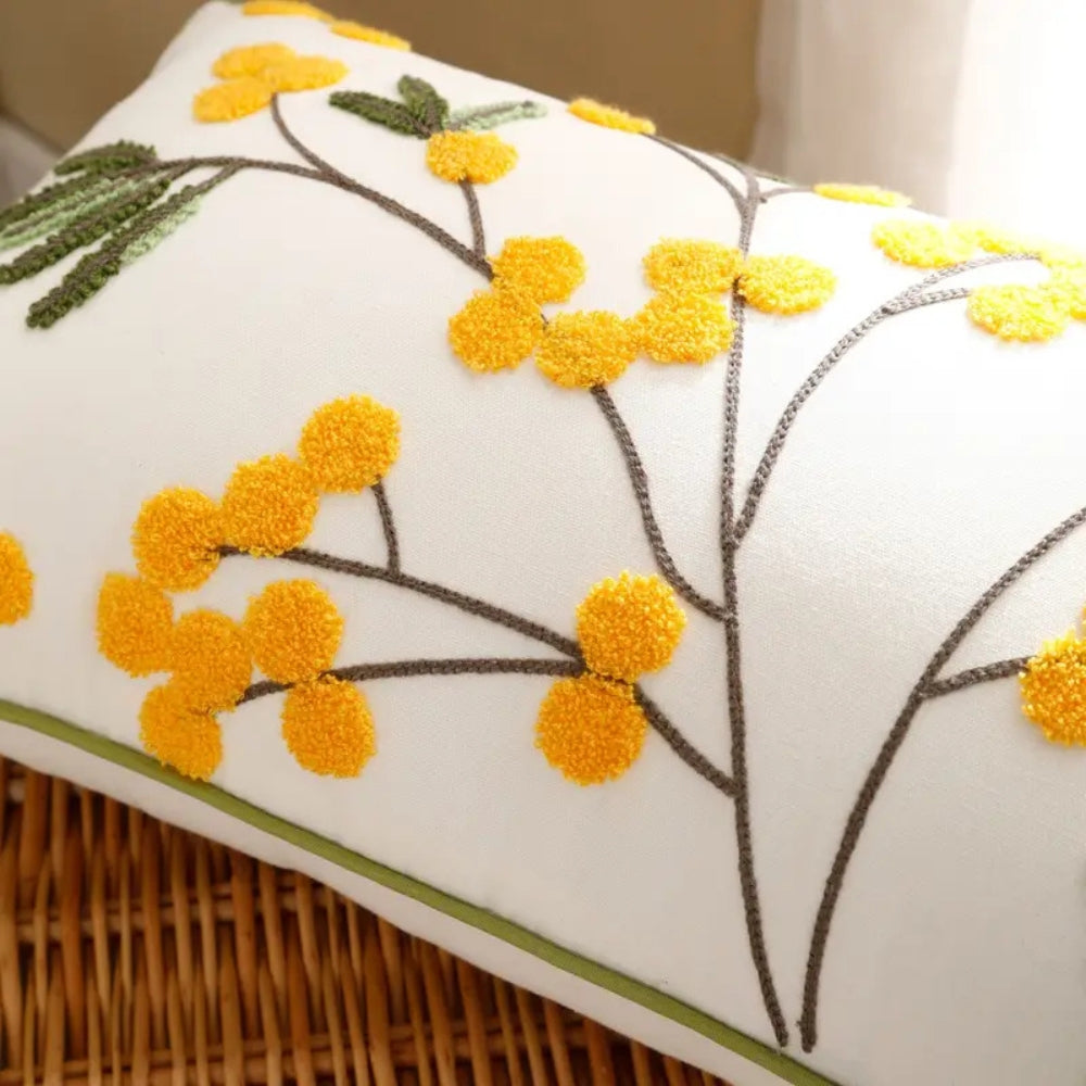 Cushion Cover Microfiber Blend Raised Embroidery Hidden Zipper