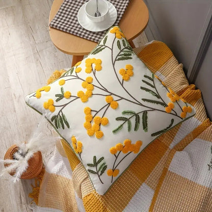 Cushion Cover Microfiber Blend Raised Embroidery Hidden Zipper